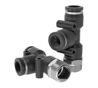Raccord rapide pneumatique PD noir for tuyau d'air en PU, filetage extérieur côté T 4, 6, 8, 10, 12 mm, BSPT 1/4, 1/2, 1/8, 3/8 M5, 1 pièce(PD6-02)