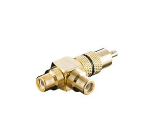 Raccord "T", diviseur/combineur, RCA 2 femelle/1 mâle