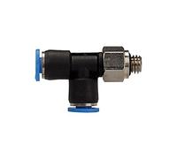 Raccord T « Série bleue » Mini forme L rotative G 1/8 pour tuyau extérieur Ø 4 mm, diamètre de travail max. 10 bar, plastique/MS vern.