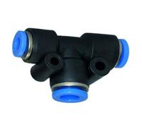 Raccord T « Serie bleue » - Réduit - Pour tuyau extérieur de 2 x 10/1 x 8 mm - Pression de travail max. 15 bar - Plastique/MS vern.