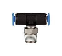 Raccord T "Serie" Mini rotatif R 1/8 pour tuyau extérieur Ø 4 mm Pression max. 10 bars, plastique/MS vern.