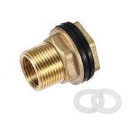 Raccord traversée de paroi, Filetage Femelle G1/2 Filetage mâle G3/4, Adaptateur de Tube pour Tuyau avec Joints en Silicone, pour réservoirs d’Eau, Laiton