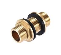 Raccord traversée de paroi mâle G3/4, Adaptateur de Tube connecteur de Tuyau avec 2 Joints en Silicone pour réservoirs d’Eau, Laiton, Couleur dorée(G1/2)