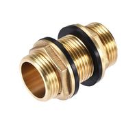 Raccord traversée de paroi mâle G3/4, Adaptateur de Tube connecteur de Tuyau avec 2 Joints en Silicone pour réservoirs d’Eau, Laiton, Couleur dorée(G1)