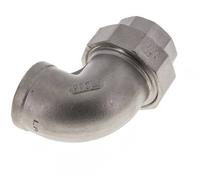 Raccord union coudé 90deg Rp1 1/4'' femelle acier inoxydable joint plat PTFE 16bar (224.8psi)