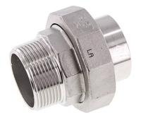 Raccord union droit R1 1/2'' Male x 48.3mm Weld End Acier inoxydable Flat Seal PTFE 16bar (224.8psi)