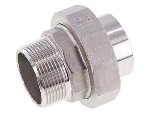 Raccord union droit R1 1/2'' Male x 48.3mm Weld End Acier inoxydable Joint conique 16bar (224.8psi)