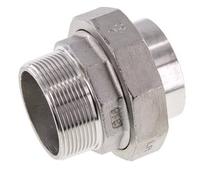 Raccord union droit R2'' mâle x 60.3mm extrémité à souder Acier inoxydable Joint plat PTFE 16bar (224.8psi)