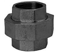 Raccord vissé en fonte malléable Hermann Schmidt 330 14330025 DN 25, 1", joint plat, IG/IG, noir