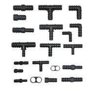 Raccords cannelés for tuyaux PE de diamètre extérieur 16 mm, 20 mm, 25 mm, coude en T, bouchon d'extrémité de réparation, réducteur 1/2, 3/4, 1", raccord d'irrigation goutte à goutte for jardin(N)