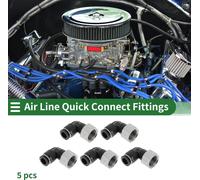 Raccords D'Air š€ Encliquetage 5/16" Connecteur FiletšŠ Femelle š€ 90 DegršŠs Plastique MšŠtal 3/8"BSPT 5 Pcs Noir Ton ArgentšŠ