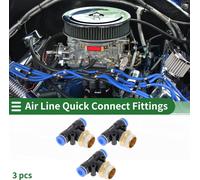Raccords D'Air š€ Pousser Pour Connecter 1/4" Type T Raccord Rapide De Ligne D'Air Plastique MšŠtal 3/8"BSPT 3 Piššces Noir Ton Or