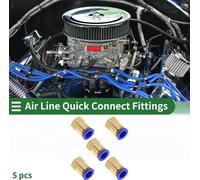 Raccords D'Air š€ Pousser Pour Connecter Filetage Femelle 3/8" Connecteur Rapide De Ligne D'Air Plastique MšŠtal 1/4"BSPT 5 Pcs Bleu Ton Or