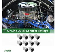Raccords D'Air š€ Pousser Pour Connecter Filetage Male 1/2" Connecteur Rapide De Ligne D'Air Plastique MšŠtal 1/8"BSPT 10 Pcs Noir Ton ArgentšŠ