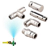Raccords de brumisation de jardin en laiton - Matériel étanche | Kit de connecteurs de brumisation haute pression de 1/8 po | Pour serre extérieure, pelouse, terrasse et refroidissement agricole