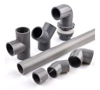 Raccords de connecteur en PVC gris, coude droit, collier de serrage en T, adaptateur de tuyau d'eau, Joint d'aquarium de jardin, 20/25/32/40/50mm Pipe Clamp
