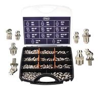Raccords de graisse - Kit de montage - Outil d'entretien mécanique robuste | Assortiment de graisses hydrauliques pour machines et équipements - Voitures, camions et utilisation industrielle en acier