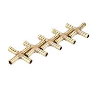 Raccords de Joint de Tuyau en Laiton Croix 4 Voies Connecteur Barbelé pour Air Eau Mazout Essence 8mm - Lot de 5pcs