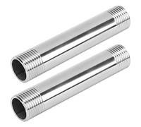Raccords de Plomberie de Connecteur de Mamelon de Tuyau fileté de Diamètre égal en Acier Inoxydable 2 Pièces, pour Plomberie, Quincaillerie, Gaz, (6 Minutes de rallonge de Fil