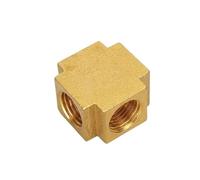 Raccords de tuyauterie en laiton 4 voies 3 voies, connecteur femelle égal, filetage BSP for système de graissage, système hydraulique, 1 pièce(4 Ways,1/8inch)