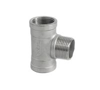 Raccords de tuyauterie filetés en T (DN8-DN50) M+M+F en acier inoxydable(Silver,OTHER_3/8")