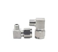 Raccords de tuyaux à Double virole, coude en acier inoxydable 304 SS, connecteur de tuyau de 6 à 12mm de diamètre extérieur à 1/8 "1/4" 3/8 "1/2" BSPT filetage mâle(16mm OD Pipe,3/8")