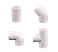Raccords de tuyaux en PVC blanc, connecteurs té à coude droit, coupleur Tube Joint plastique, adaptateur for Aquarium, 20/25/32/40/50mm Convient pour l'irrigation(45 Elbow,ID 32mm (2pcs))