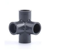 Raccords de tuyaux en PVC gris foncé 16 mm, 1 à 5 pièces, raccords T for aquarium, coude, raccord union, accessoire(4-way,1Pc 16mm Dark Grey)