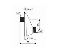 Raccords décalés universels longueur 70mm chromé mâle 1/2''x3/4'' - DELABIE - 858027.2P Chromé G