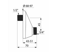 Raccords décalés universels longueur 70mm chromé mâle 1/2''x3/4'' - DELABIE - 858027.2P