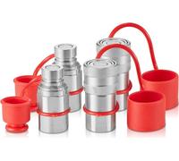 Raccords plats 1/2 pouce NPT - Acier trempé, ISO 16028 - Capuchons anti-poussière pour chargeuses compactes, Bobcat, CAT, Kubota - Raccords de haute qualité