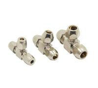 Raccords pneumatiques en T en laiton, virole de Compression de tuyau de diamètre extérieur de 6 8 10 12 14 16mm, Joint de raccord de Compression 1 pièces(OD tube 12-12-12mm)