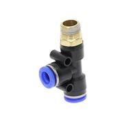 MNUPL Raccords pneumatiques PD 4mm à 12mm, Tube de Tuyau 1/4" 1/8 "3/8" 1/2 "BSP Filetage mâle en Forme de T, connecteur d'air, coupleur de Tuyau(8mm OD Hose,1/8")