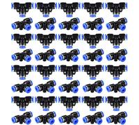 Raccords poussoirs de 4 mm, diamètre extérieur de 5/32" en plastique pour connexion rapide en forme de T, connecteur pneumatique à pression (40 pièces)