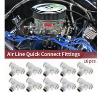 Raccords Rapides Pour Air ComprimšŠ 1/2" De Type T, Joint Rapide De Ligne D'Air En Plastique MšŠtal 3/8"Bspt 10 Piššces Blanc ArgentšŠ