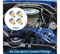 Raccords Rapides Pour Air ComprimšŠ Avec Filetage Male 5/8" Connecteur Rapide De Ligne D'Air En Plastique MšŠtal 1/4" Bspt 4 Piššces Bleu Ton Or