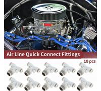 Raccords Rapides Pour Air ComprimšŠ En Plastique Et MšŠtal En Forme De T 5/32" 1/4"Bspt 10 Piššces Blanc ArgentšŠ