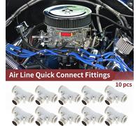 Raccords Rapides Pour Air ComprimšŠ En Plastique Et MšŠtal En Forme De T 5/8" 1/2"Bspt 10 Piššces Blanc ArgentšŠ
