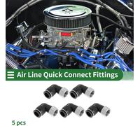Raccords š€ Air š€ Pousser Pour Connecter 1/2" Connecteur š€ Filetage Femelle 90 DegršŠs Plastique MšŠtal 3/8"BSPT 5 Pcs Noir Ton ArgentšŠ
