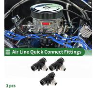 Raccords š€ Air š€ Pousser Pour Connecter 1/2" Type T Ligne D'Air Joint Rapide Plastique MšŠtal 1/4"BSPT 3 Piššces Noir Ton Argent