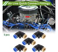 Raccords š€ Air š€ Pousser Pour Connecter 1/4" Connecteur š€ Filetage Femelle 90 DegršŠs Plastique MšŠtal 1/8"BSPT 5 Pcs Noir Ton Or