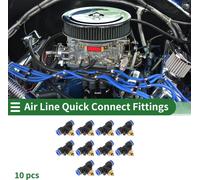 Raccords š€ Air š€ Pousser Pour Connecter 1/4" Type T Raccords Rapides Pour Tuyau D'Air Plastique MšŠtal 5mm / M5 10 Pcs Bleu Noir Ton Or