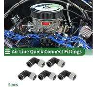 Raccords š€ Air š€ Pousser Pour Connecter 3/8" Connecteur FiletšŠ Femelle 90 DegršŠs Plastique MšŠtal 3/8"BSPT 5 Pcs Noir Ton ArgentšŠ