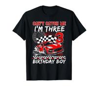 Race Car Racing 3e Anniversaire Boy Can't Catch Me I'm Three T-Shirt Graphique avec Valeur