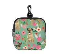 Race de Chien Border Terrier Floral,Pochette de Rangement carrée à Fermeture éclair, Porte-Monnaie en néoprène, Petit Portefeuille, Pochette à Monnaie, Porte-Monnaie