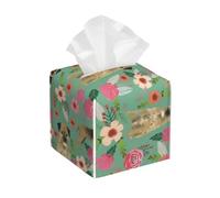 Race de Chien Border Terrier Floral,Porte-boîte à mouchoirs, Couvercle de boîte à mouchoirs, Distributeur de mouchoirs