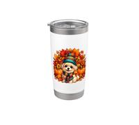 Race de chien maltais automne citrouille Thanksgiving Gobelet isotherme en acier inoxydable double paroi