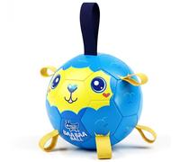 Race&Herd Jolly Ballon de football pour chiens - Balle de football robuste et durable avec sangles - Balles rebondissantes pour animaux domestiques avec étiquettes pour rapporter l'eau (BaaBaaBall
