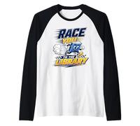 Race You to The Library Bibliothèque Amusante pour Les Amateurs de Livres de Lecture Manche Raglan