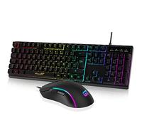 RaceGT Clavier et Souris Gaming, Ensembles Clavier Souris Filaires, Clavier Ergonomique Rétroéclairé, Clavier PC Silencieux avec pavé numérique pour Windows/MacOS/Linux, AZERTY-Noir